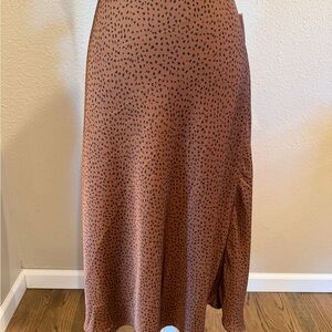Nordstrom Brown Midi Skirt with Black Dots size L
